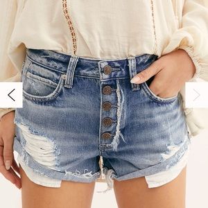 Free People Romeo Rolled Cut Off Denim Shorts Beach Break